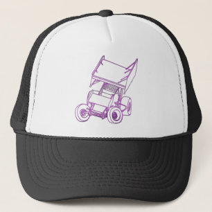 Paarse sprint schuin trucker pet