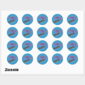 Paarse sprong touw ronde sticker (Vel)