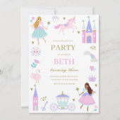 Paarse Sprookje Prinses Meisje Verjaardagsuitnodig Kaart (Voorkant)