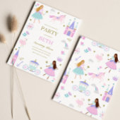 Paarse Sprookje Prinses Meisje Verjaardagsuitnodig Kaart