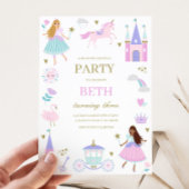 Paarse Sprookje Prinses Meisje Verjaardagsuitnodig Kaart