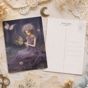 Paarse Sprookjes Tuin Fluisterende Bloemen, Decoup Briefkaart