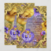 Paarse sprookjesachtige prinses verjaardagsfeestje kaart (Voorkant / Achterkant)