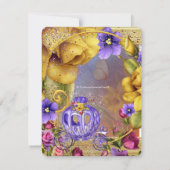 Paarse sprookjesachtige prinses verjaardagsfeestje kaart (Achterkant)