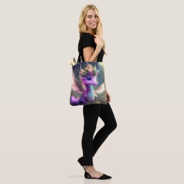 Paarse sprookjesdraak (geloof in het wonderbaarlij tote bag