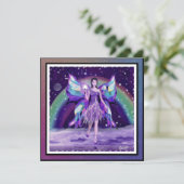 Paarse sprookjeskaart feestdagenkaart (Staand voorkant)