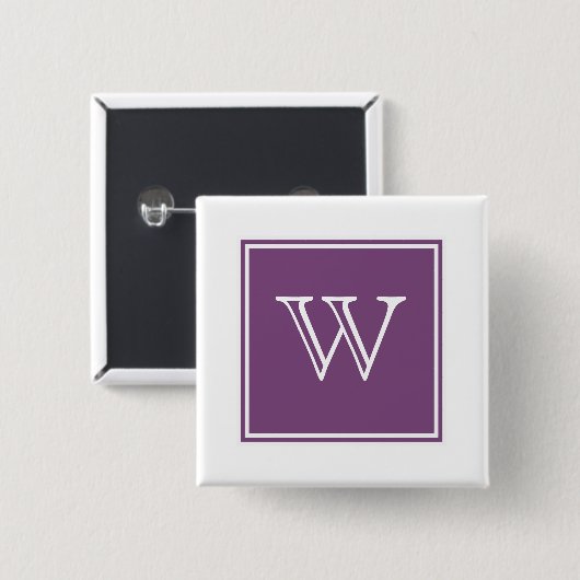 Paarse Square Monogram Button (Voorkant /achterkant)