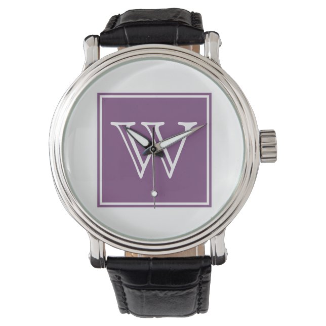 Paarse Square Monogram Horloge (Voorkant)