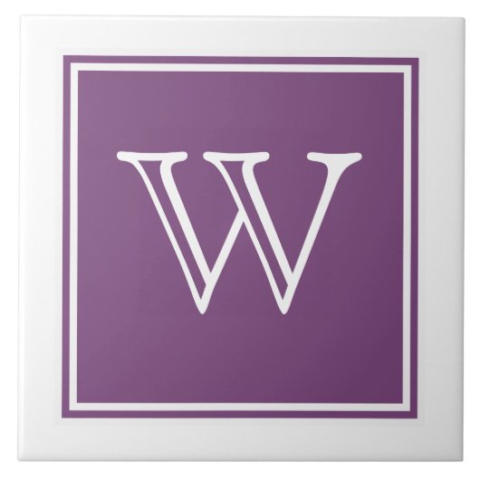 Paarse Square Monogram Tegel Tegeltje (Voorkant)