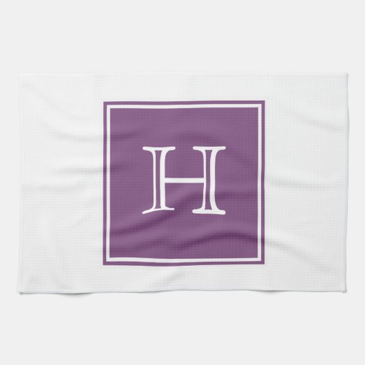 Paarse Square Monogram Towel Theedoek (Horizontaal)