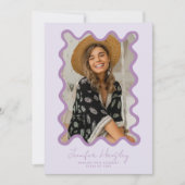 Paarse Squiggly Foto Lijst Afstuderen Aankondiging (Voorkant)