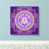 Paarse Sri Yantra Canvas Afdruk (Insitu (Houten vloer))