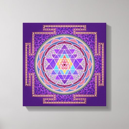 Paarse Sri Yantra Canvas Afdruk (Voorkant)