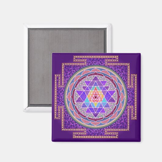 Paarse Sri Yantra magneet (Voorkant / Achterkant)