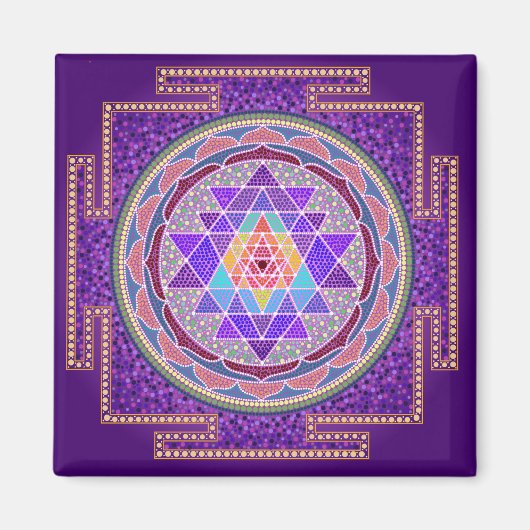 Paarse Sri Yantra magneet (Voorkant)
