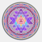 Paarse Sri Yantra Ronde Sticker (Voorkant)