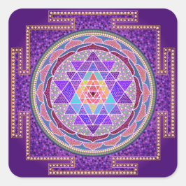 Paarse Sri Yantra Vierkante Sticker