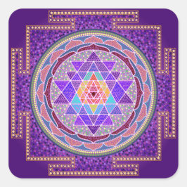 Paarse Sri Yantra Vierkante Sticker