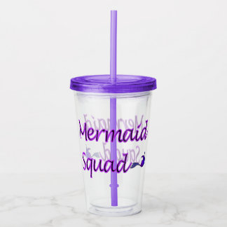 Paarse staart van het Mermaid Squad op acryltumbla Acryl Drinkbeker
