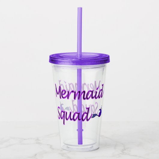 Paarse staart van het Mermaid Squad op acryltumbla Acryl Drinkbeker (Voorkant)