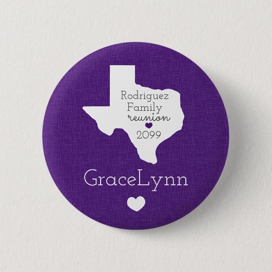 Paarse staat Texas Family Reunion Button (Voorkant)