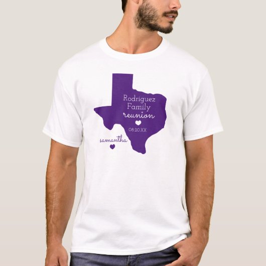 Paarse staat Texas Family Reunion T-Shirt (Voorkant)