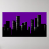 paarse stadsgezichten poster (Voorkant)