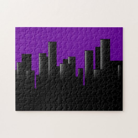paarse stadslandschap legpuzzel (Horizontaal)