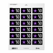 Paarse Star 'Age'-label zwart Etiket (Full Sheet)