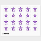 Paarse Star "Bedankt" vierkant sticker wit (Vel)