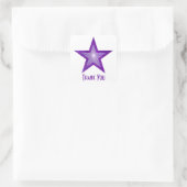 Paarse Star "Bedankt" vierkant sticker wit (Tas)