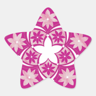 Paarse Star Decoratieve Bloemen Tegels Sticker
