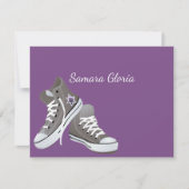 Paarse Star Fade Sneakers Bat Mitzvah Hartelijk da Bedankkaart (Voorkant)