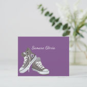 Paarse Star Fade Sneakers Bat Mitzvah Hartelijk da Bedankkaart (Staand voorkant)