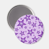 Paarse Star fridge magneet rond bleek paars (Voorkant / Achterkant)