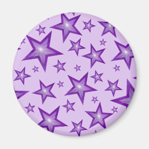 Paarse Star fridge magneet rond bleek paars