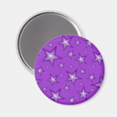 Paarse Star fridge magneet rond paars (Voorkant / Achterkant)