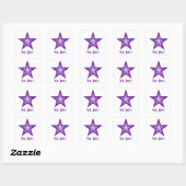 Paarse Star 'Goed gedaan' vierkante sticker wit (Vel)