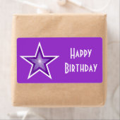 Paarse Star 'Happy Birthday'-label groot paars Etiket (Insitu)