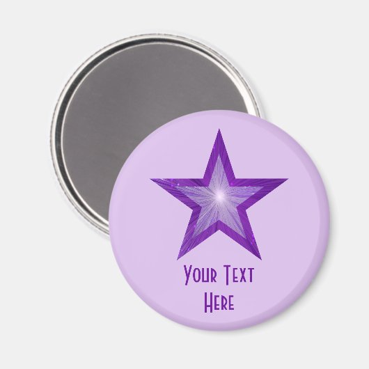 Paarse Star 'Jouw tekst' koelkast magneet bleek pa (Voorkant / Achterkant)