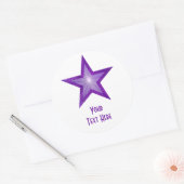 Paarse Star 'Jouw tekst'-ronde sticker wit (Envelop)
