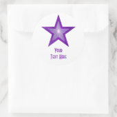 Paarse Star 'Jouw tekst'-ronde sticker wit (Tas)