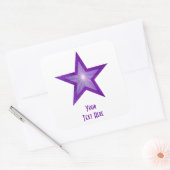 Paarse Star 'Jouw tekst' vierkant sticker wit (Envelop)