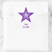 Paarse Star 'Jouw tekst' vierkant sticker wit (Tas)