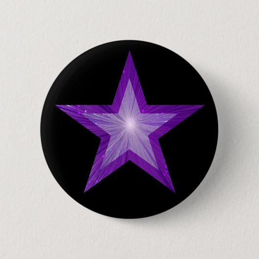 Paarse Star-knop zwart Ronde Button 5,7 Cm (Voorkant)