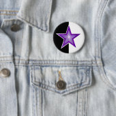 Paarse Star-knop zwart wit Ronde Button 5,7 Cm (In situ)