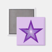 Paarse Star-koelkast magneet vierkant bleek paars (Voorkant / Achterkant)