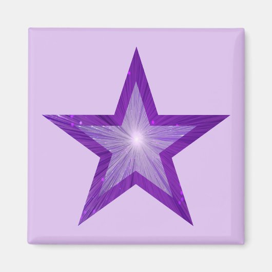 Paarse Star-koelkast magneet vierkant bleek paars (Voorkant)
