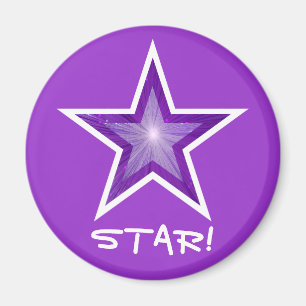 Paarse Star-koelkast "STAR!" magneet rond paars