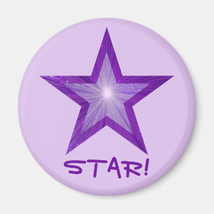 Paarse Star-koelkast "STAR!" rond bleek paars Magneet